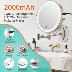Funto uch double-sided makeup mirror 1x and 10x magnification for precise detail