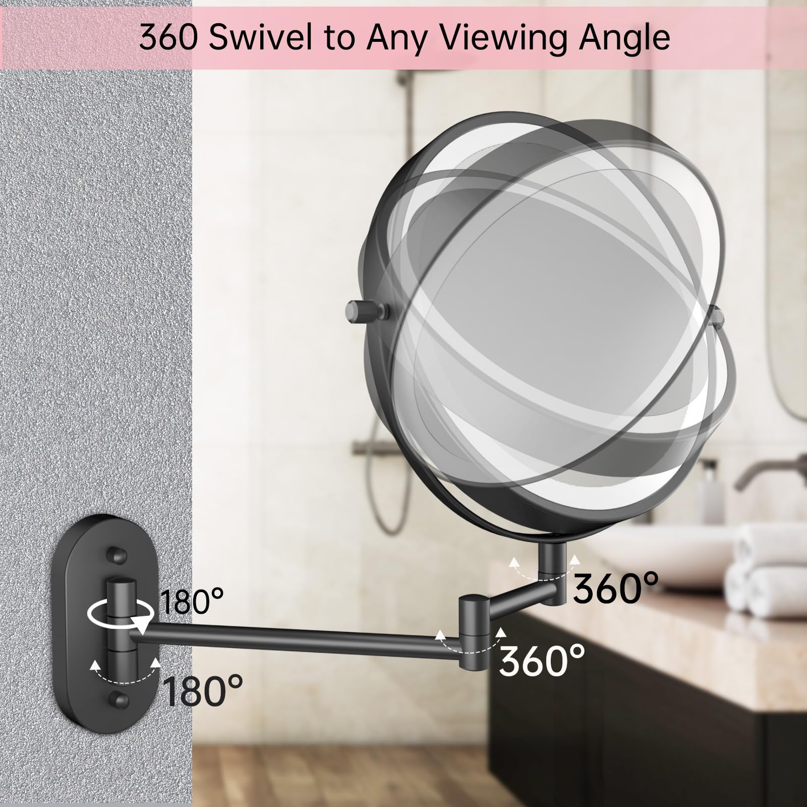 FUNTOUCH extendable arm 360-degree rotation for adjustable viewing angles.