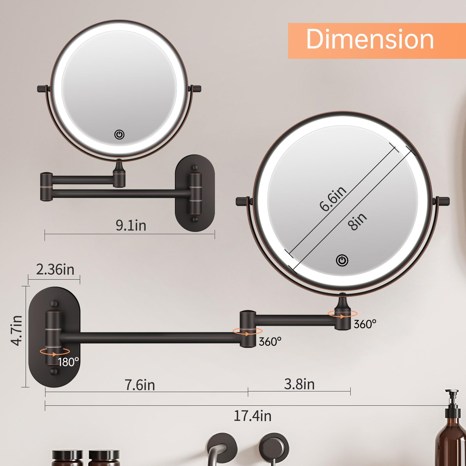 Funtouch extended-arm 360-degree rotation for flexible viewing angles