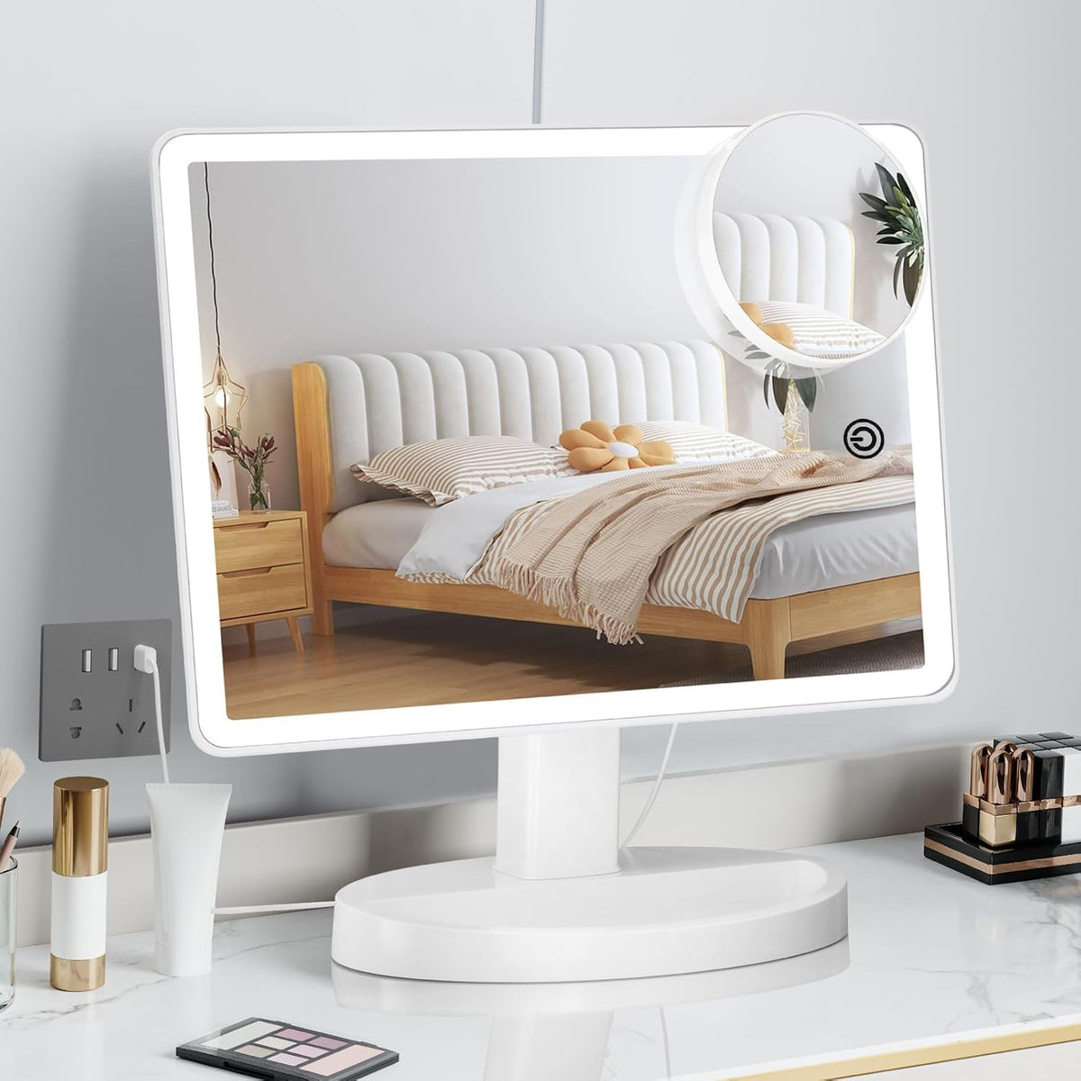 FUNTOUCH large-lighted vanity mirror with 88 LEDs brightens makeup space