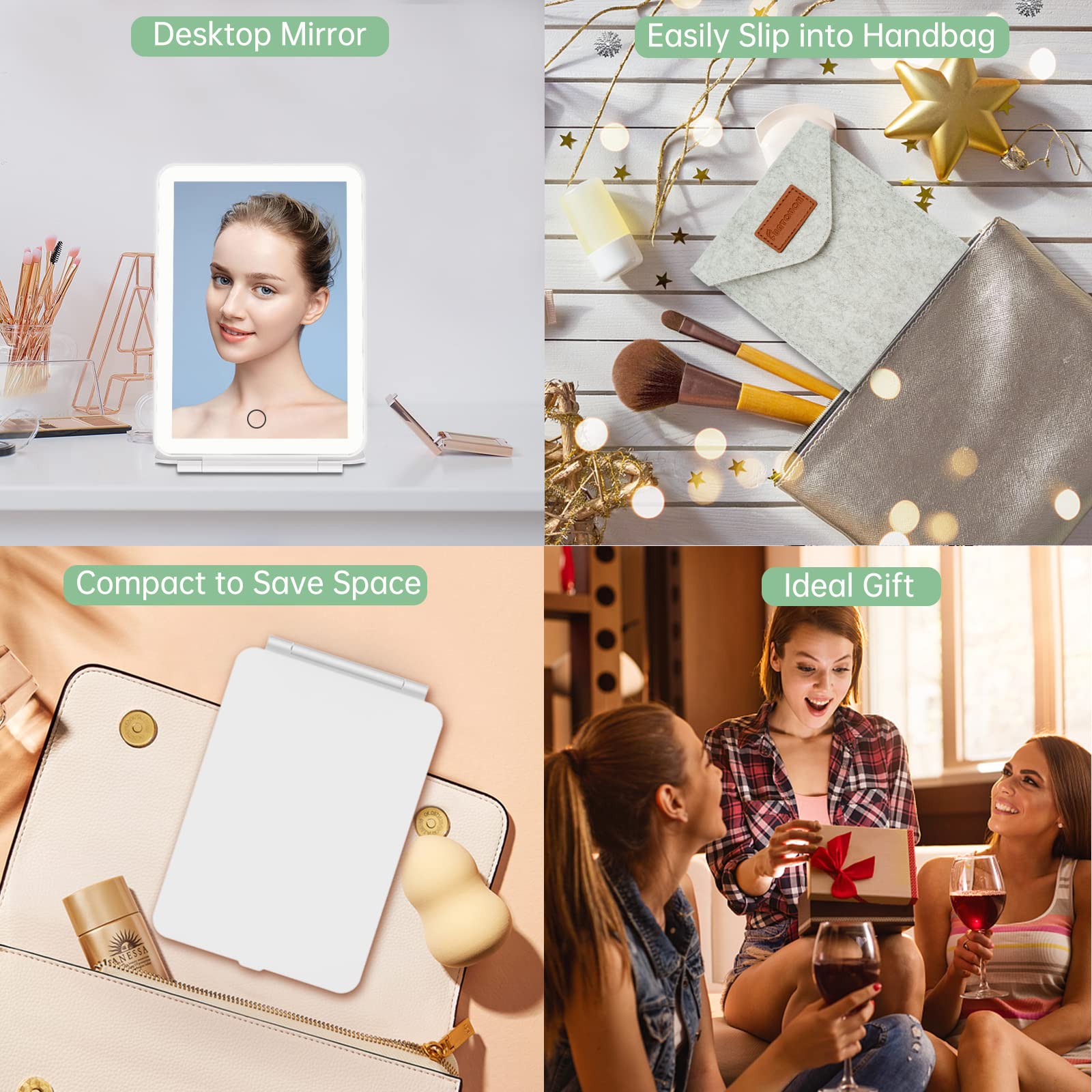 FUNTOUCH lightweight 261g travel mirror for hotels or home