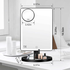 FUNTOUCH oversized desk-view mirror showing wide-angle visibility for full-face makeup.