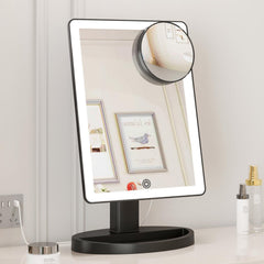 FUNTOUCH mirror powered by USB or batteries for reliable lighting during mornings.