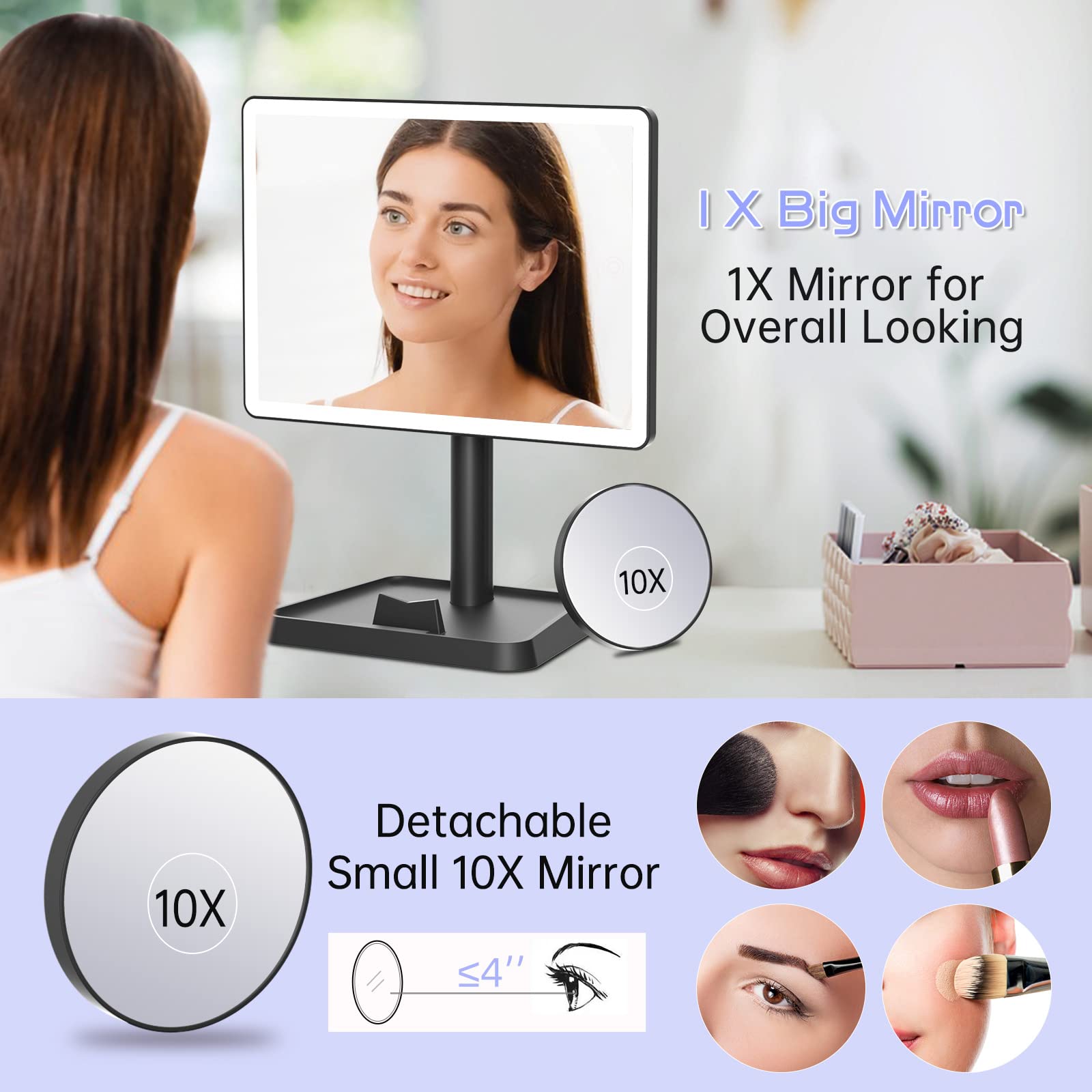 FUNTouch mirror with phone holder for hands-free tutorials