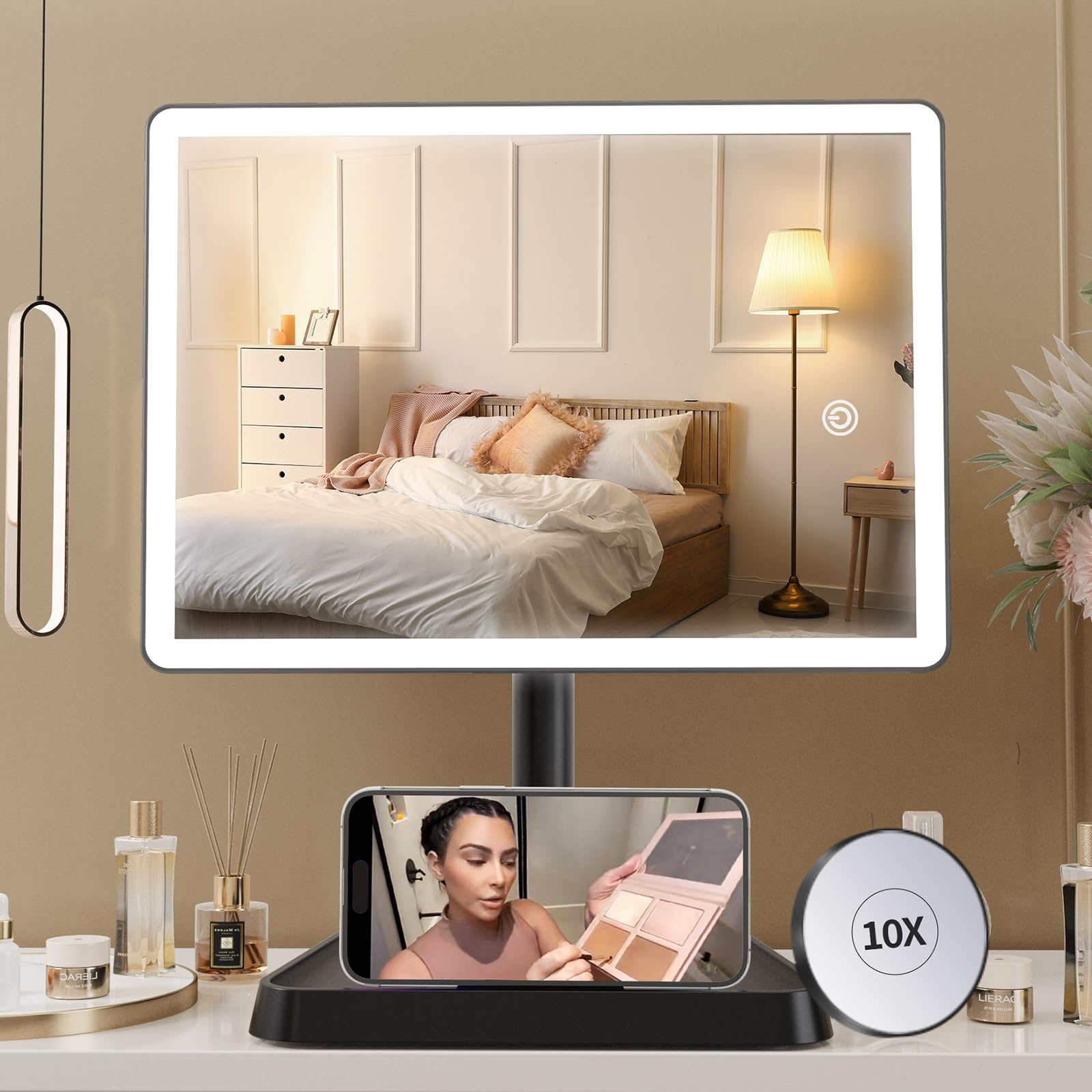FUNTouch rechargeable makeup mirror with lights for easy on-the-go touch-ups