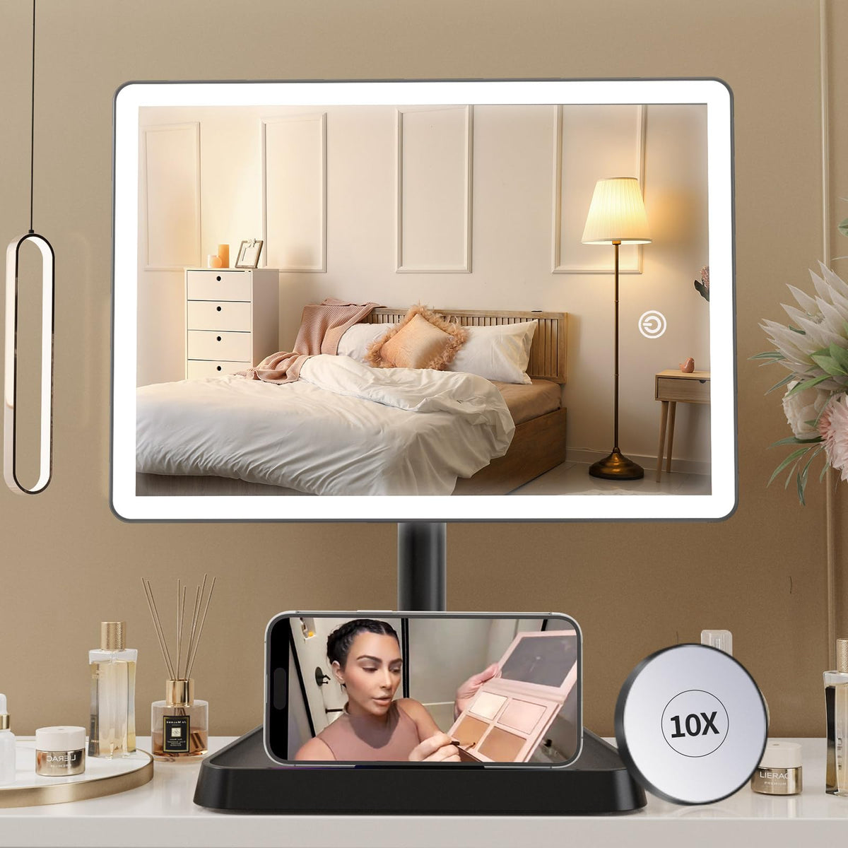FUNTouch rechargeable makeup mirror with lights for easy on-the-go touch-ups
