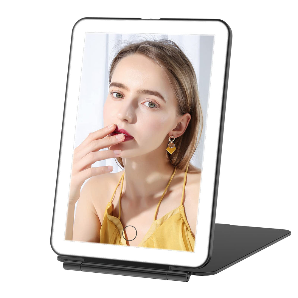 FUNTOUCH rechargeable travel makeup mirror 72-LED-lights for precise makeup in any lighting