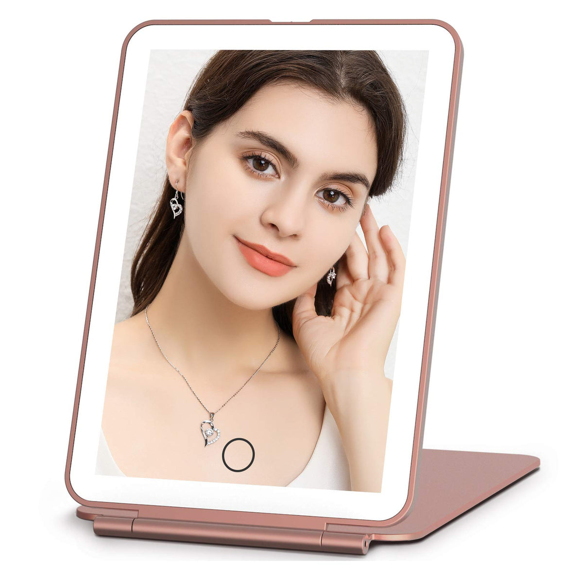 FUNTOUCH rechargeable travel makeup mirror with 72 LED lights for even illumination