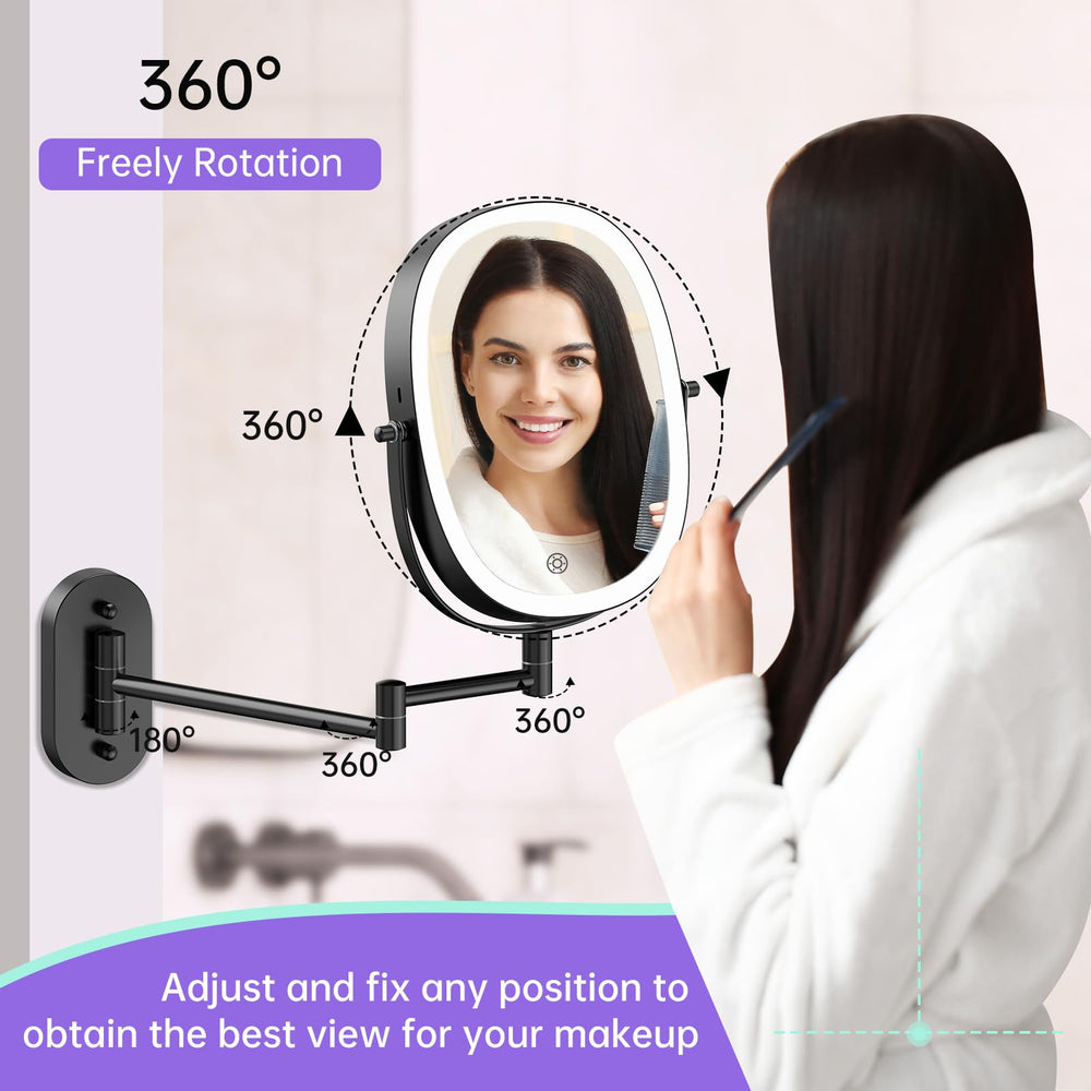 FUNTOUCH rechargeable wall mirror with 2000mAh battery for cordless convenience