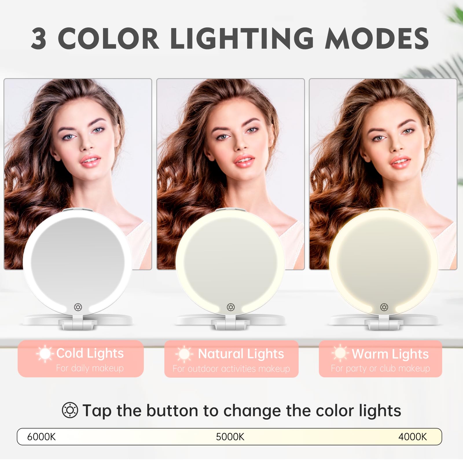 FUNTOUCH rechargeable mirror with Type-C charging for quick travel recharges