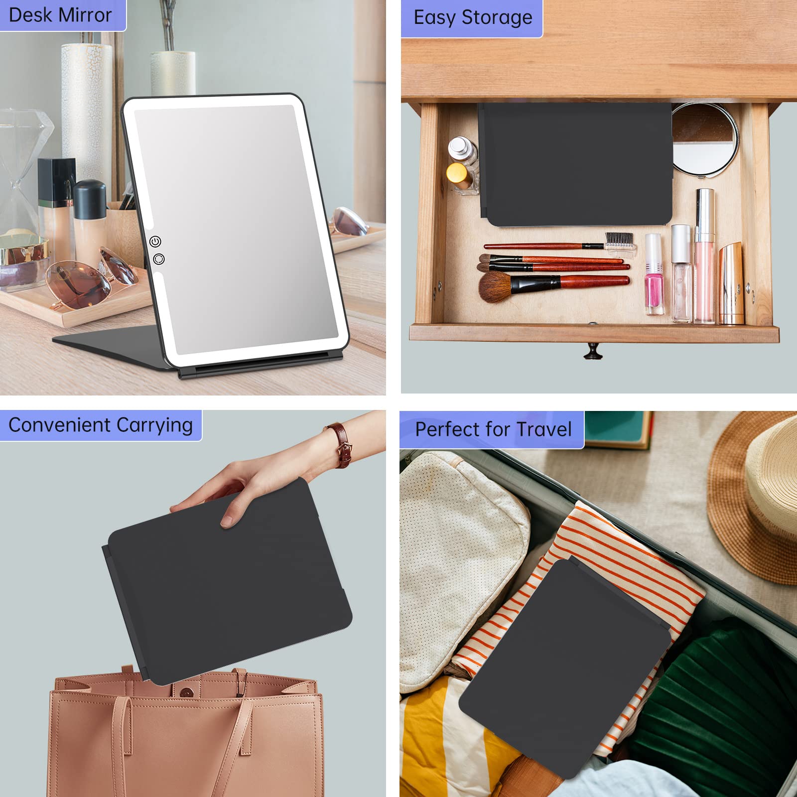 FUNTOUCH full-face view mirror for makeup and skincare in one glance