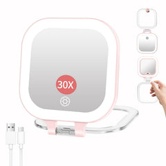 FUNTOUCH travel mirror pink folded design for compact storage and on-the-go touchups