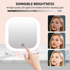 FUNTOUCH pink mirror with LED three-light settings for accurate color in any environment