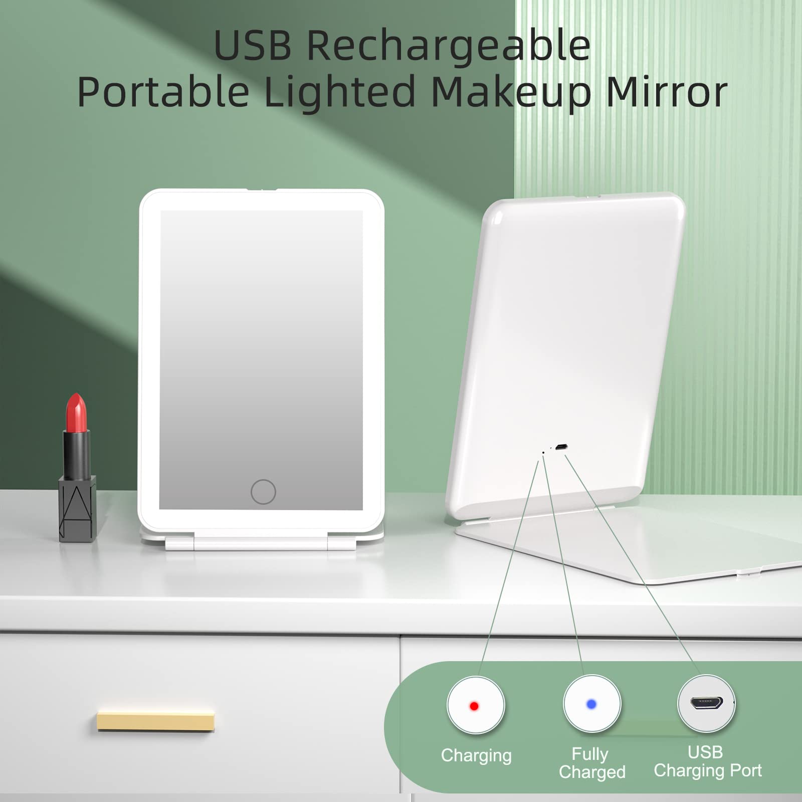 FUNTOUCH USB rechargeable travel mirror for easy charging
