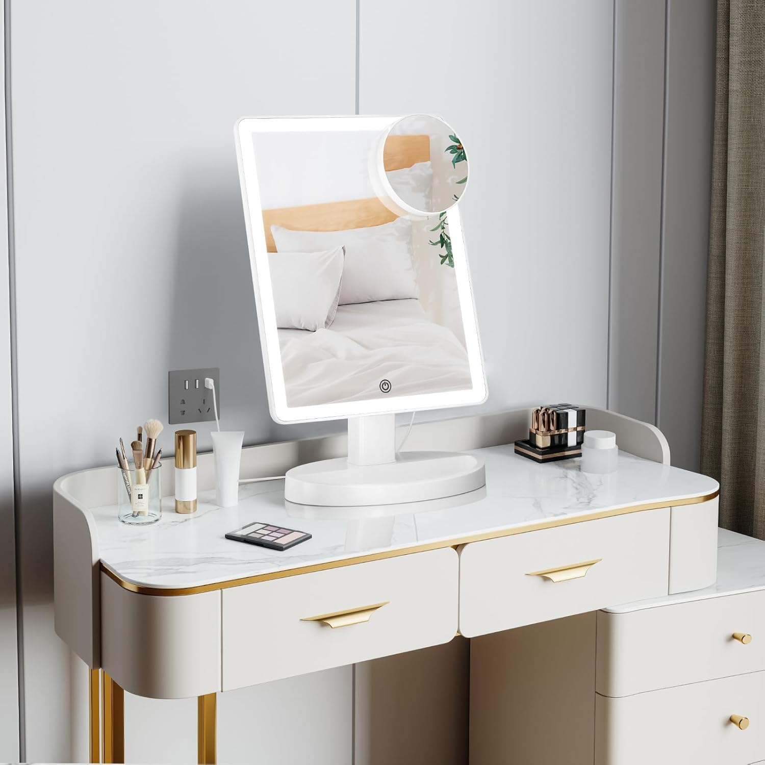 FUNTOUCH vanity mirror 360-degree rotation for flexible angles