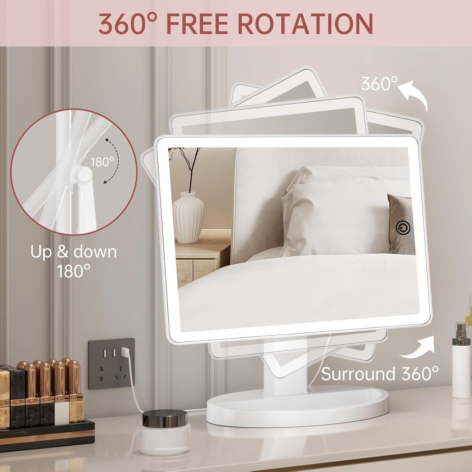 FUNTOUCH mirror USB or AA battery power for portable use