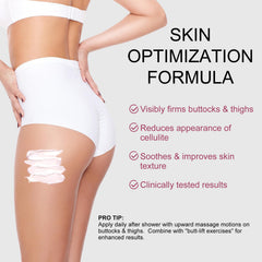 Fuputo B-Tight Body Cream on butt absorbs quickly for smooth skin.
