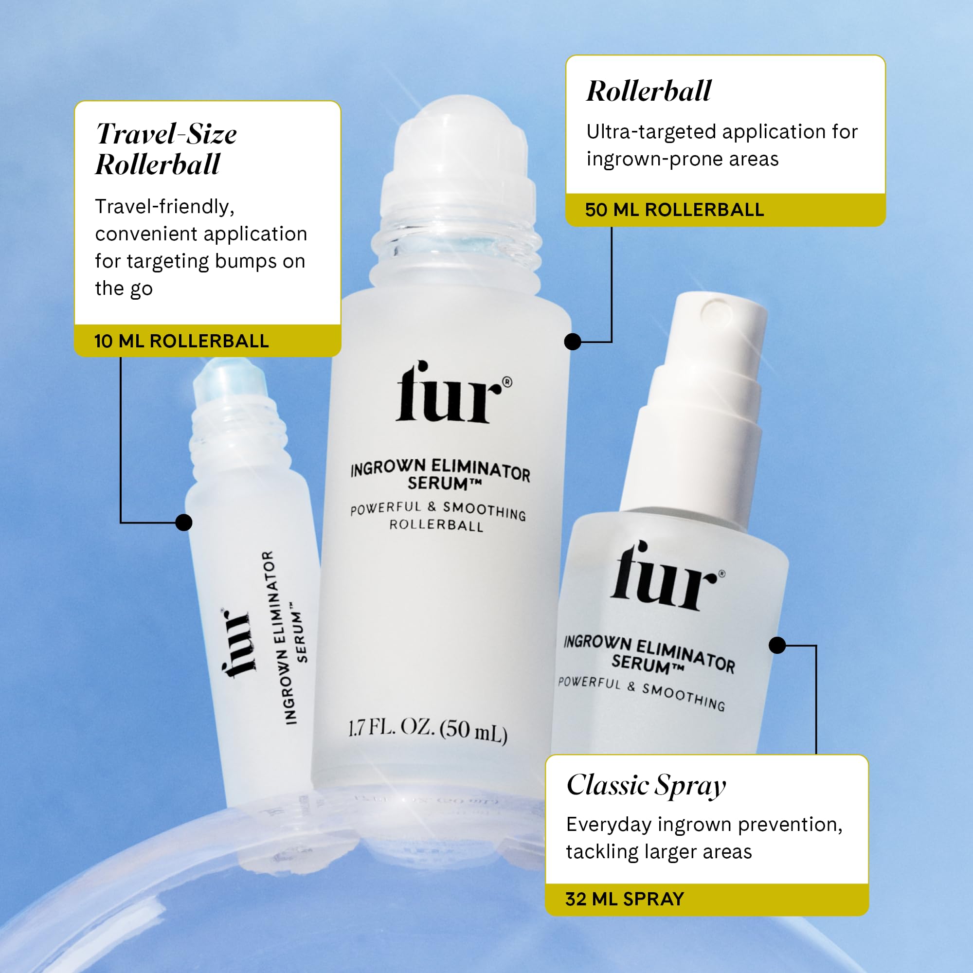 Fur Ingrown Eliminator Serum Rollerball anti-irritation solution after waxing or shaving