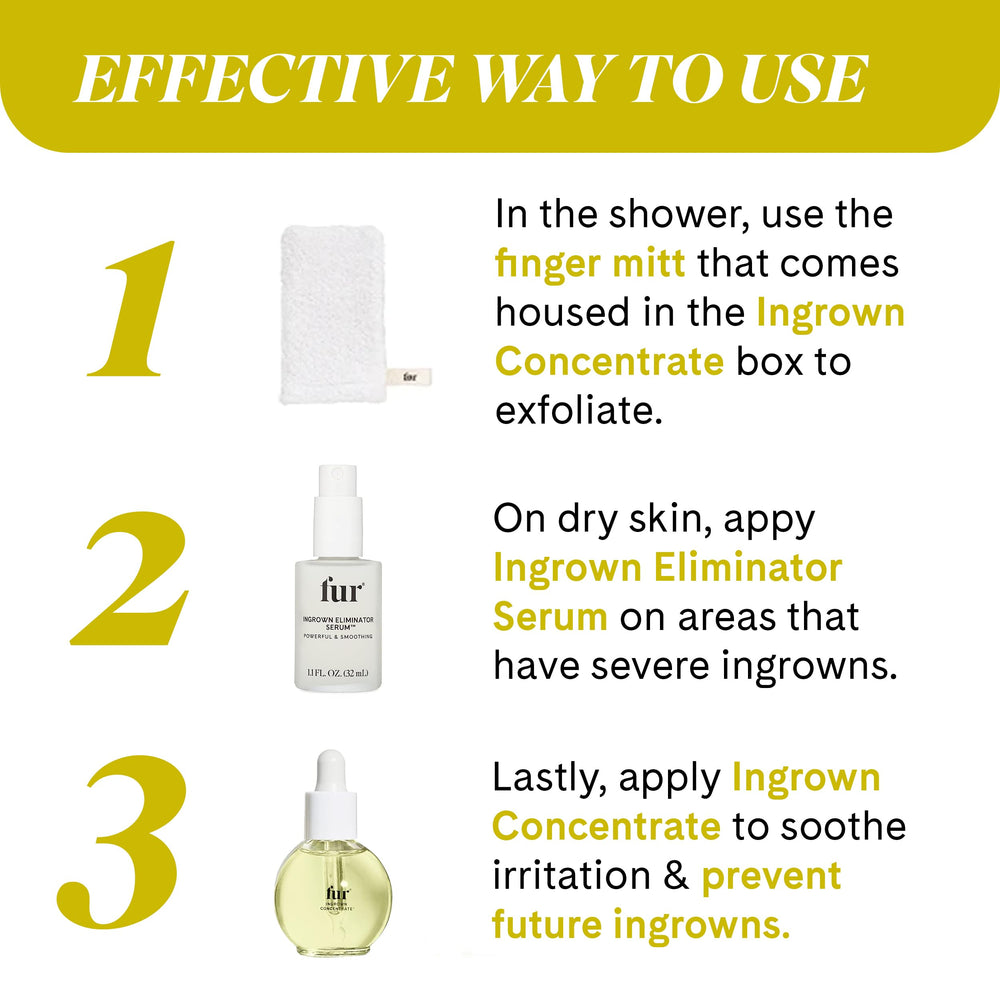 Fur Ingrown Eliminator Serum vegan-formula bottle shown for gentle, intimate-area care.