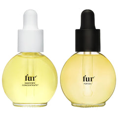 Fur Ingrown Hair Care Duo oil bottle close-up showing nourishing skin and cuticle softness
