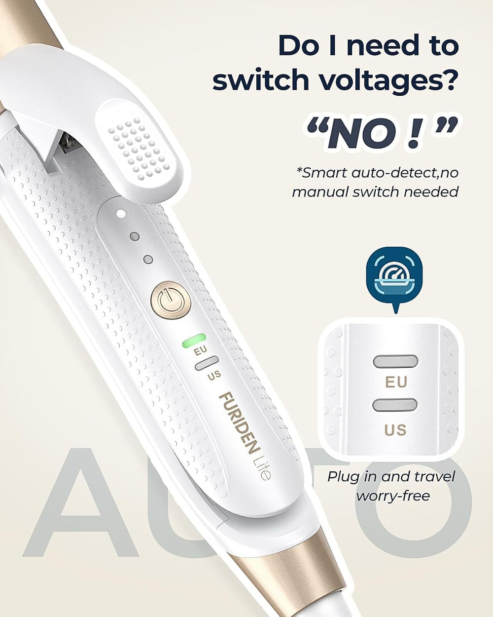 FURIDEN Lite ceramic barrel shows even heat for reduced frizz and consistent curls.