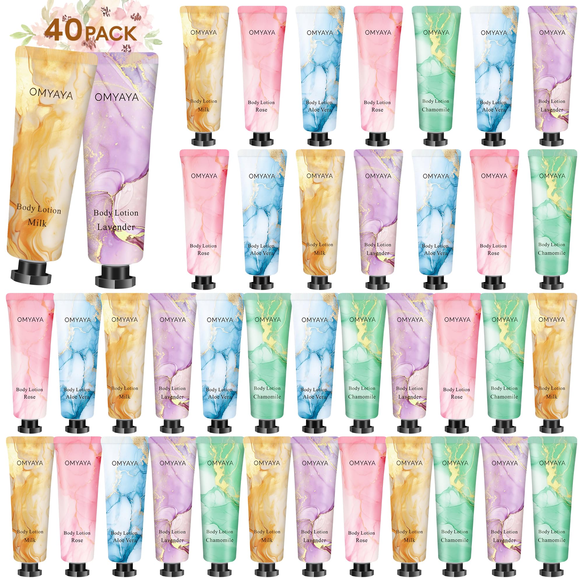 Furnizone 40-pack body lotion box display for bulk gifting and travel-ready care.
