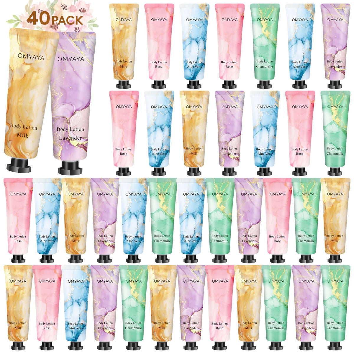 Furnizone 40-pack body lotion box display for bulk gifting and travel-ready care.