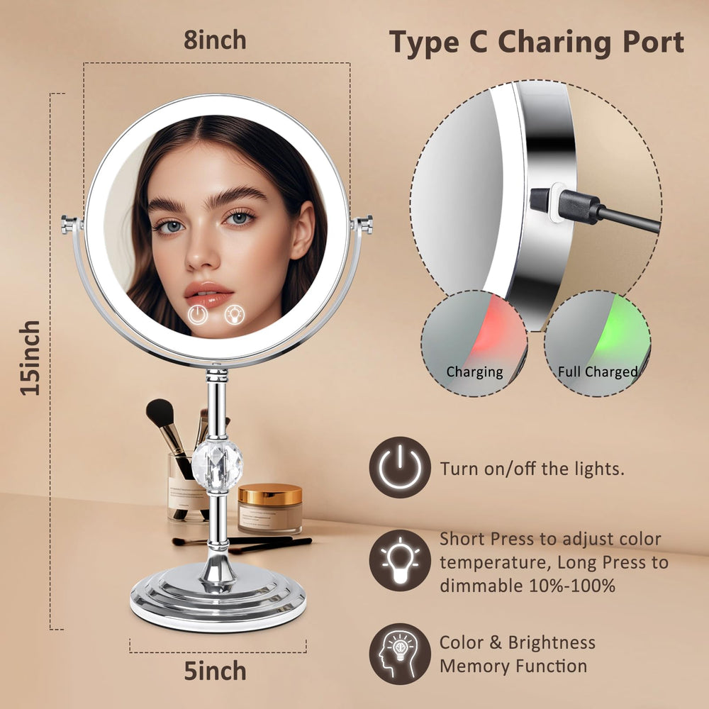 Fursourige lighted makeup mirror's 4000mAh battery supports long, portable grooming sessions.