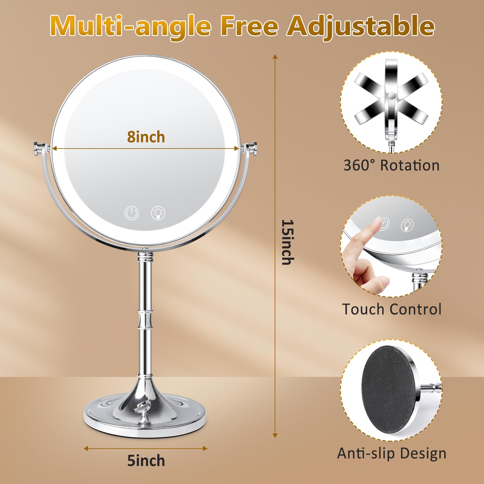 Fursourige vanity mirror 10x magnification close-up for precise detail.