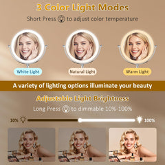 Fursourige vanity mirror 1x magnification for overall makeup check.