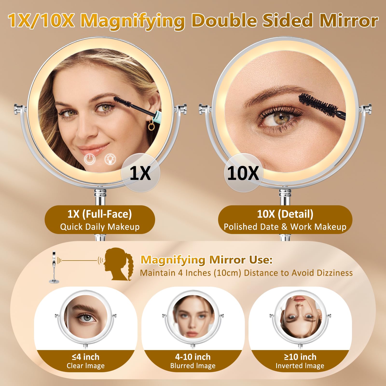 Fursourige vanity mirror 3 color lighting provides versatile illumination.