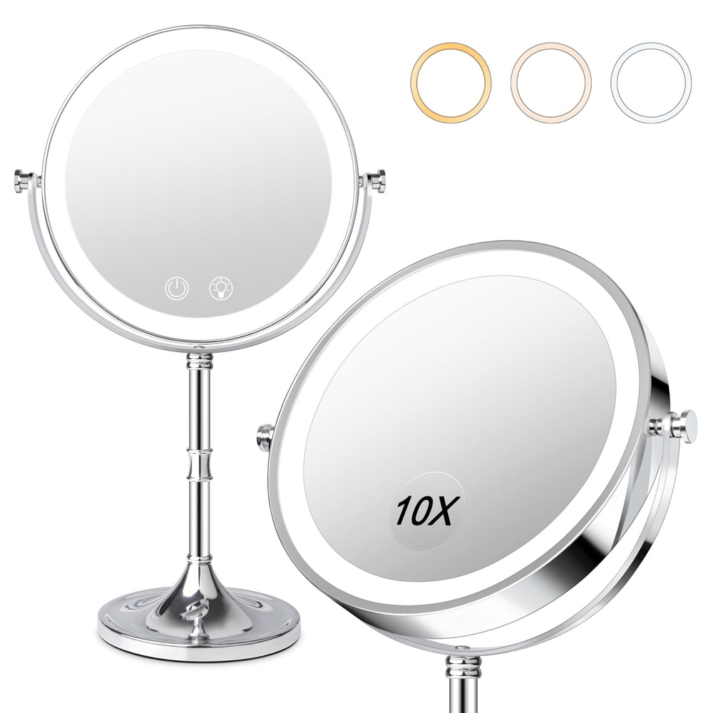 Fursourige vanity mirror with lights front view for quick grooming.