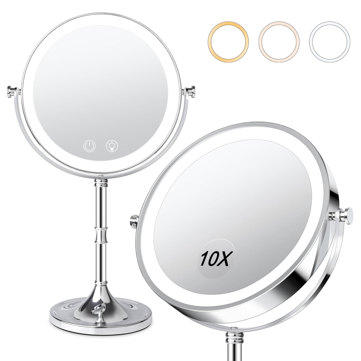 Fursourige vanity mirror with lights front view for quick grooming.
