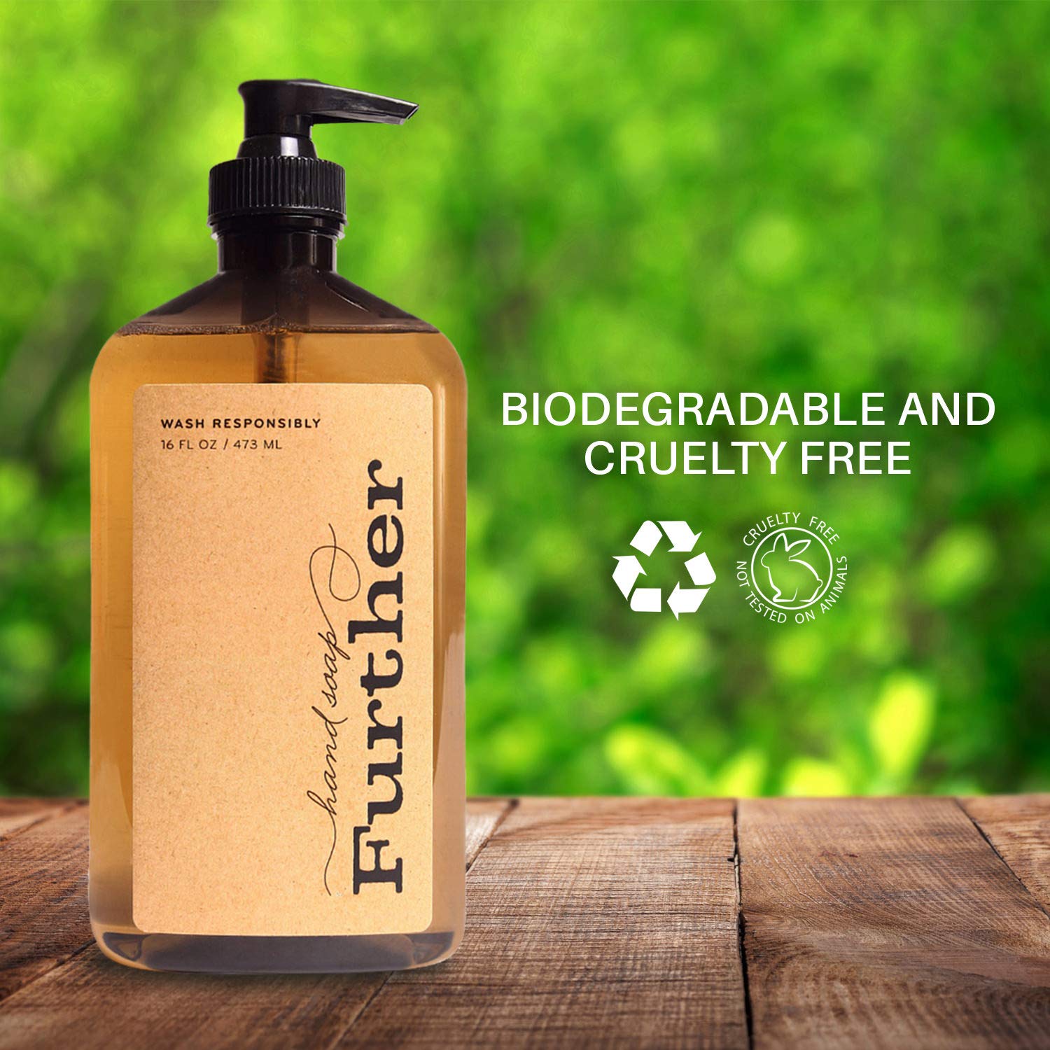 Further glycerin hand soap cruelty-free packaging underscores eco-friendly, biodegradable formula.