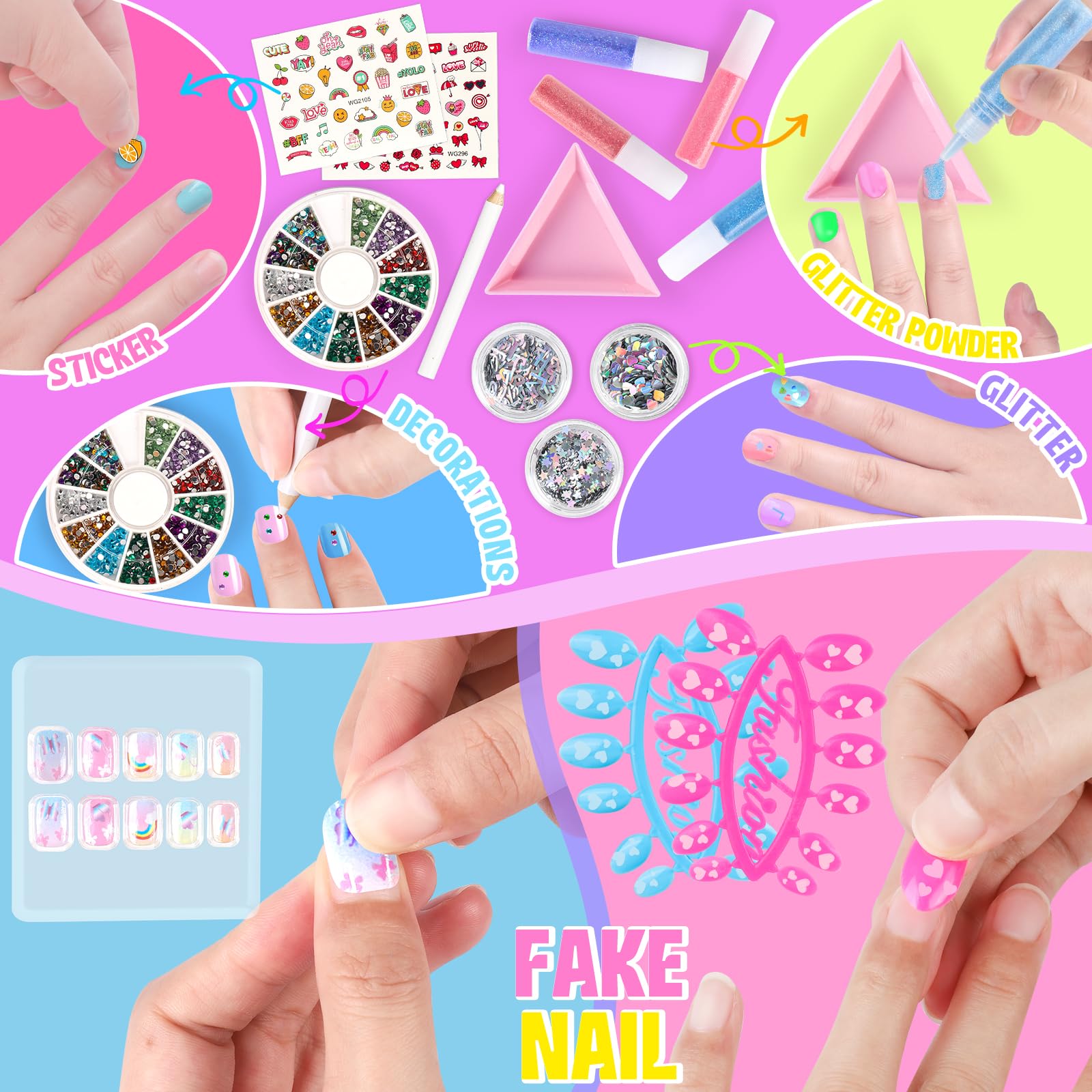 FUSPWEAO nail stickers diamonds sequins enable creative kid friendly designs