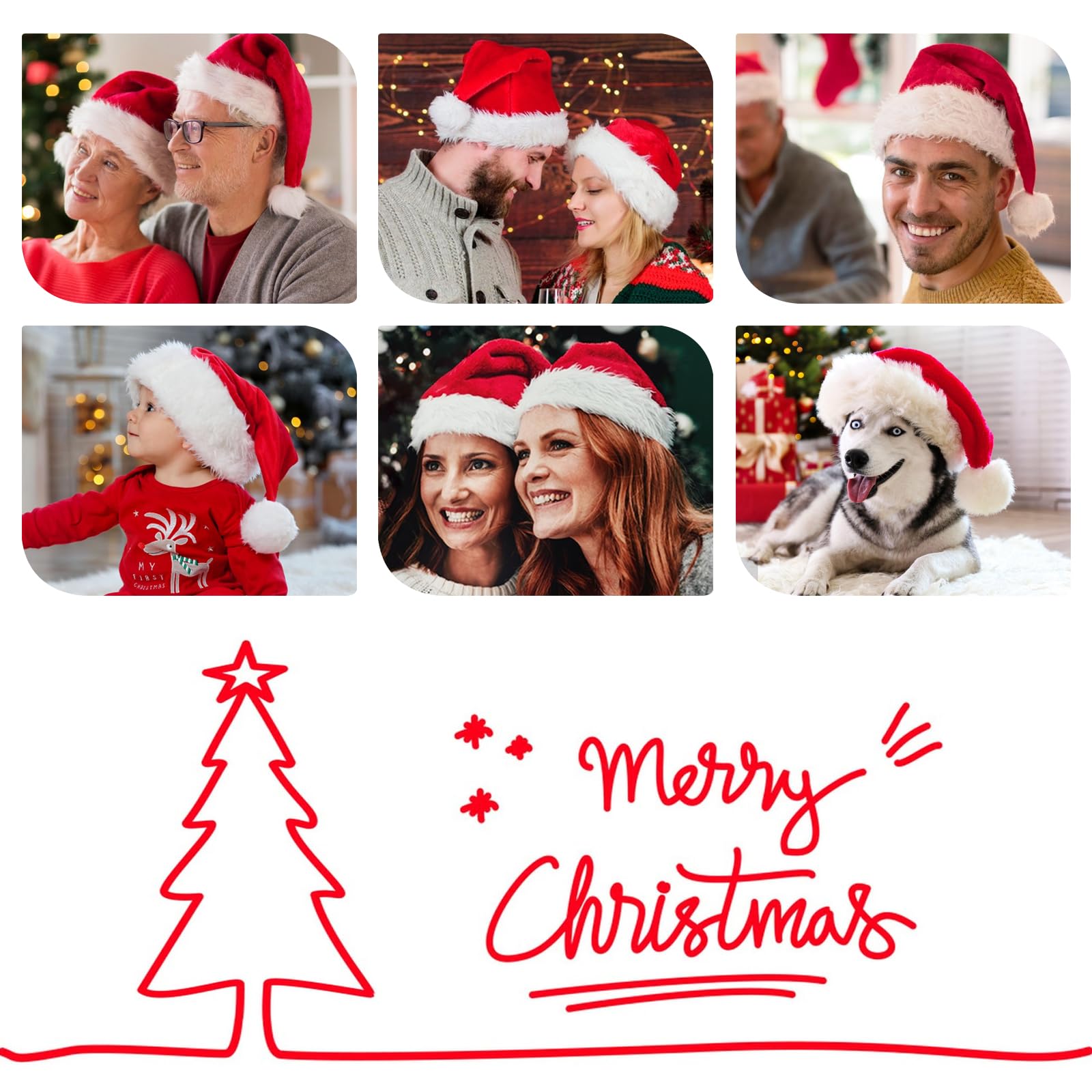 FUTBER Santa hat worn by models helps visualize stylish seasonal looks