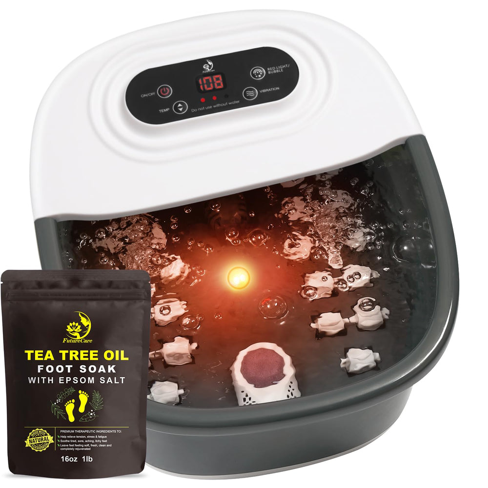 FutureCare foot spa after use showing relaxed feet and calm mood