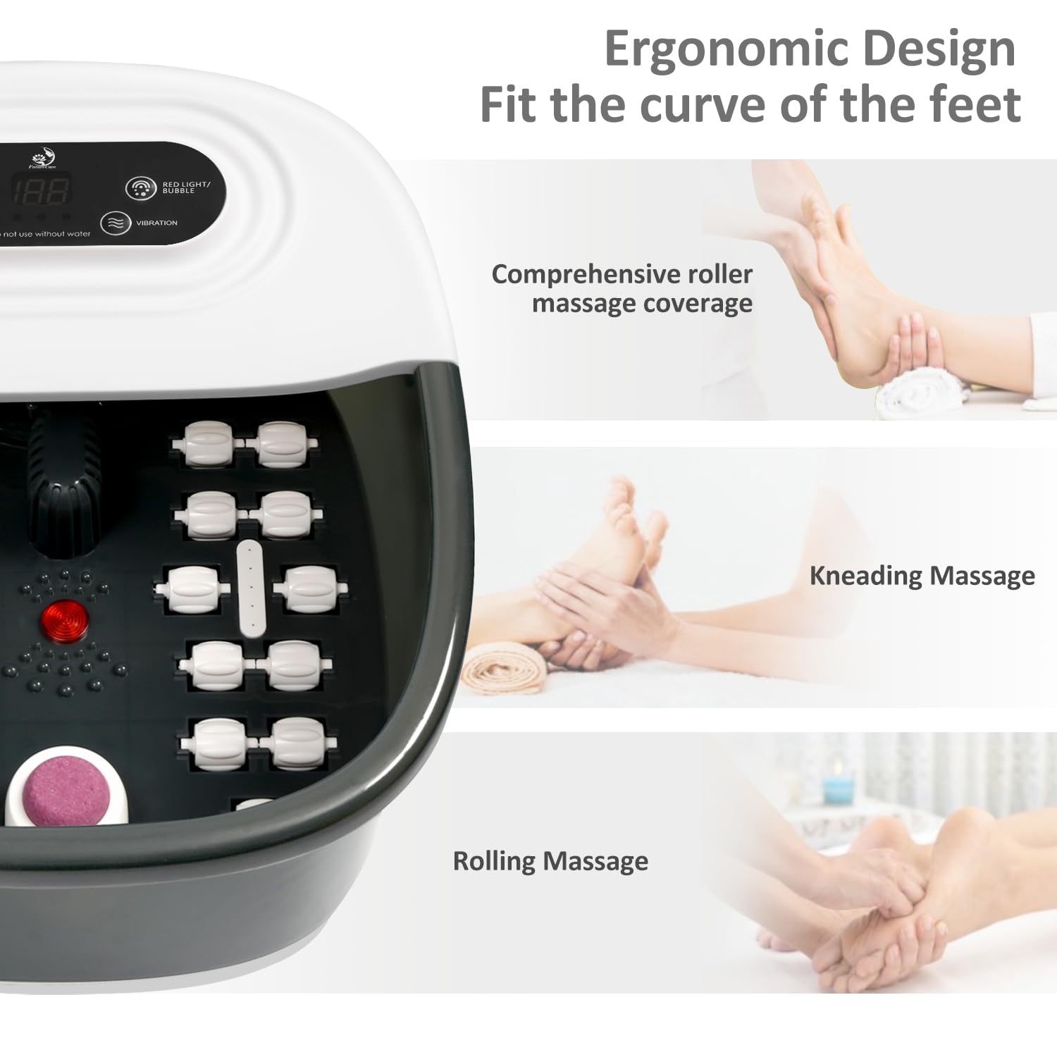 FutureCare foot spa with removable 22 massage rollers for targeted relief