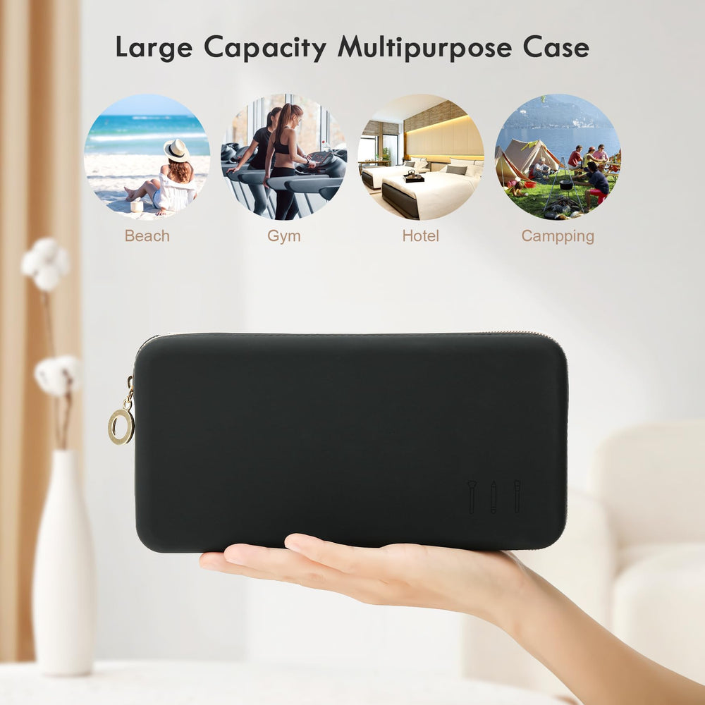FVION black silicone makeup bag with zipper ring for quick access