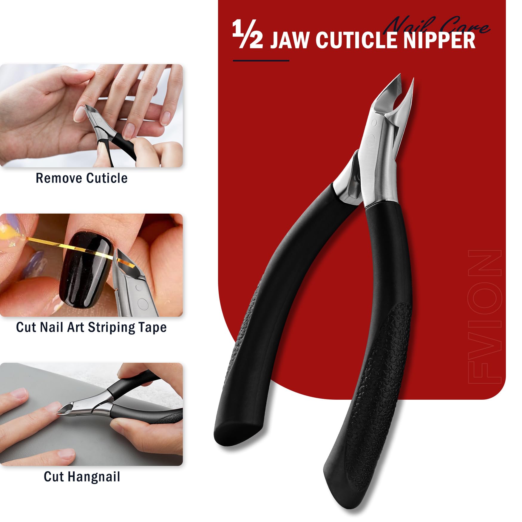 FVION cuticle trimmer blades trimming hangnails for clean nails.