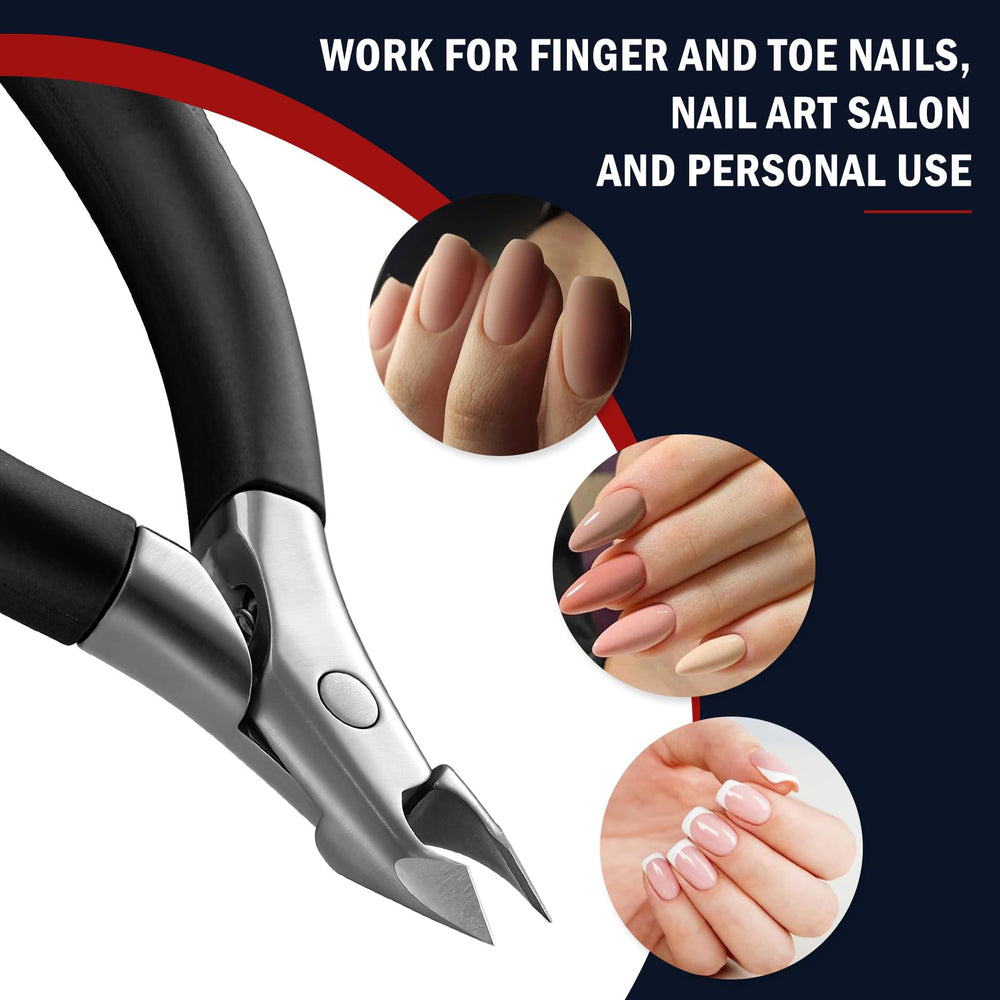FVION cuticle trimmer rubber-coated handle for a non-slip grip during use.