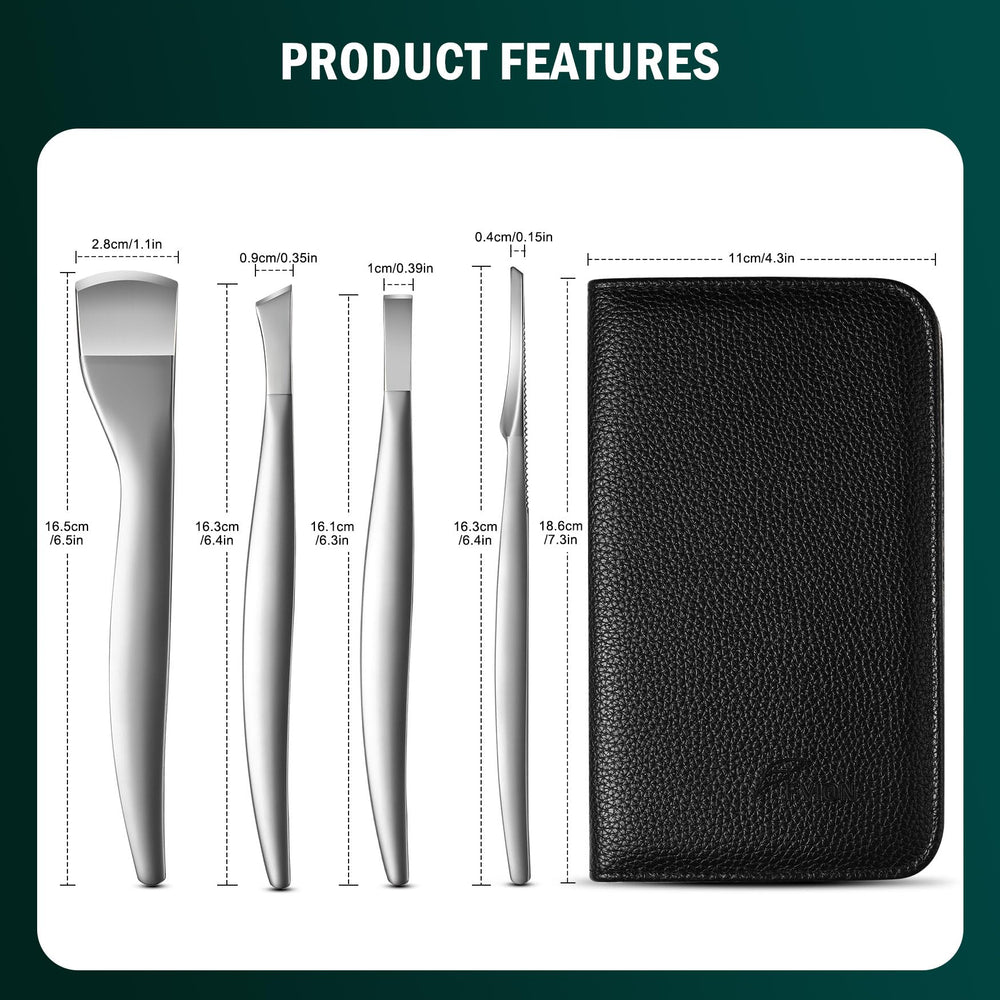 FVION pedicure knife set packaging layout, complete tool collection
