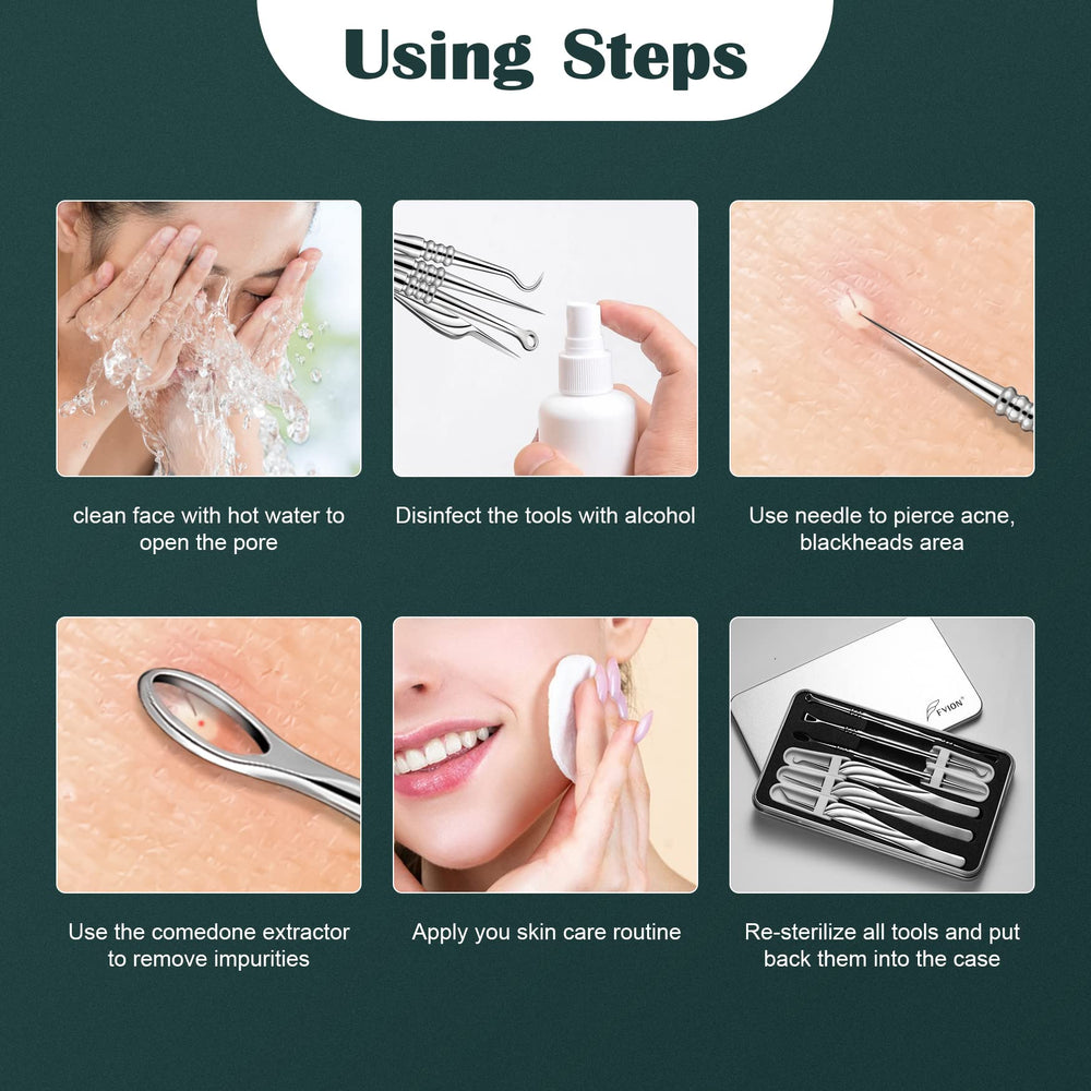 FVION pimple popping tools in case show travel-friendly organization