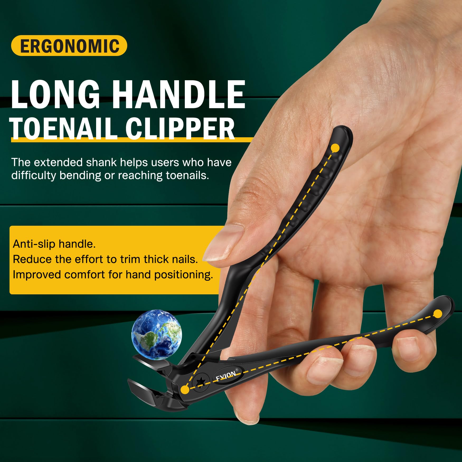FVION built-in nail catcher keeps clipping mess to a minimum