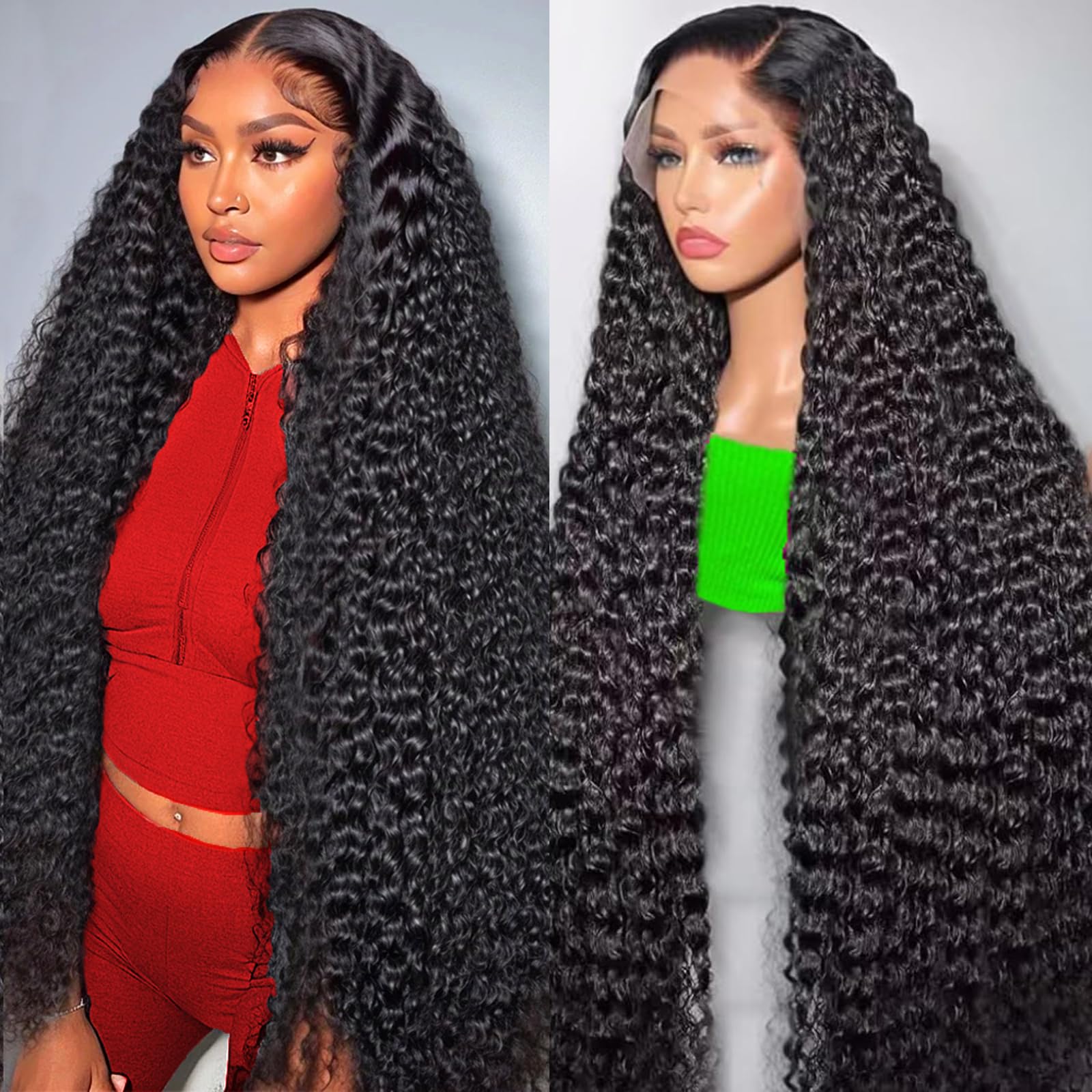 Fvocani 30inch deep wave lace-front wig cap closeup shows natural hairline and comfort.