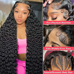 Fvocani deep wave wig baby hairs pre-plucked for seamless, realistic hairline.
