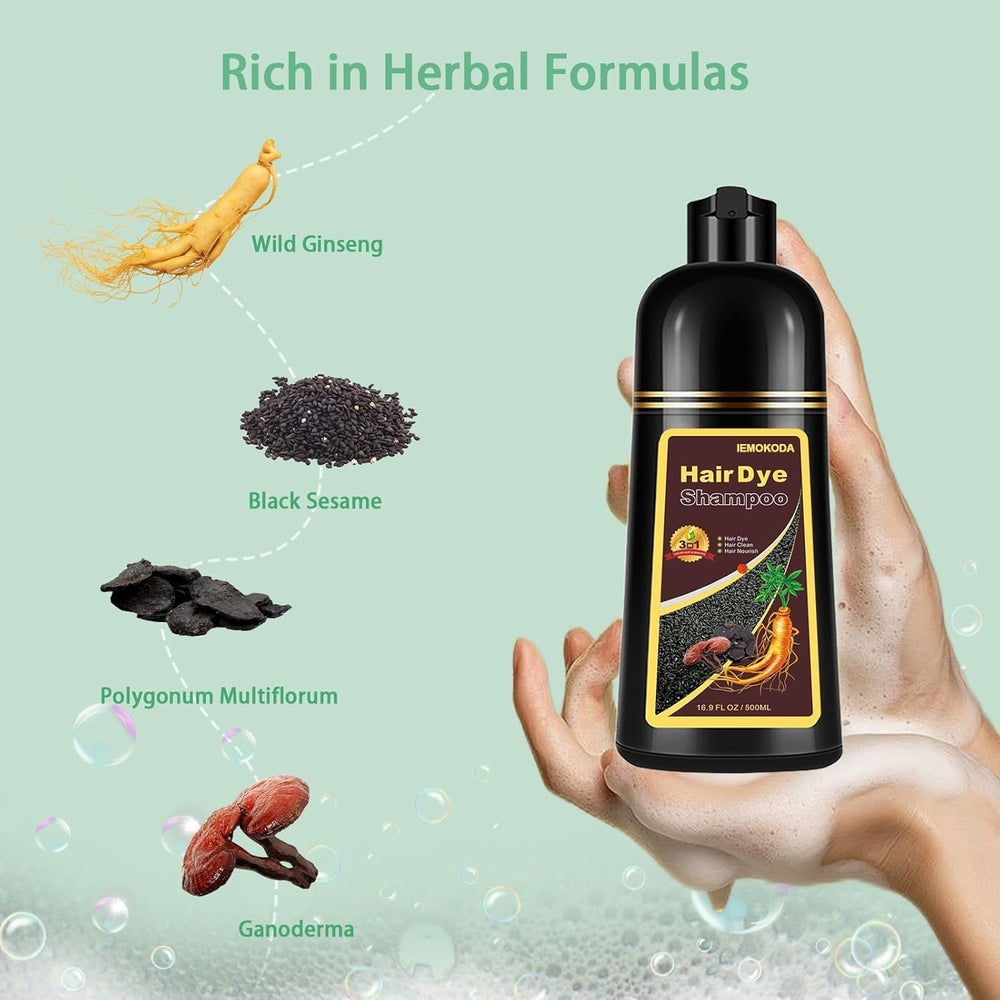 Fvquhvo 3in-1 shampoo cleanses, conditions, and colors hair.