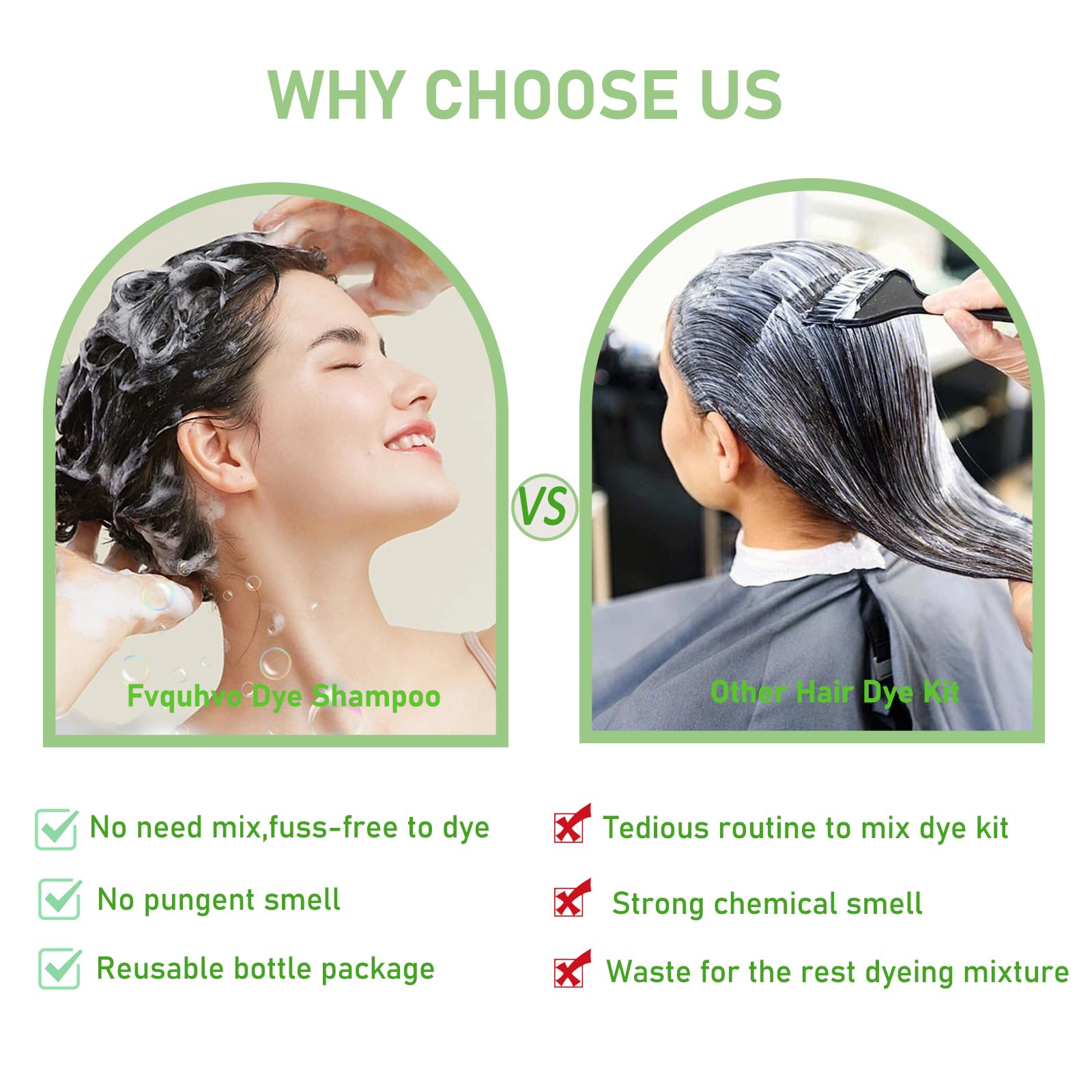 Fvquhvo 3-in-1 hair dye shampoo conditioner closeup shows all-in-one formula