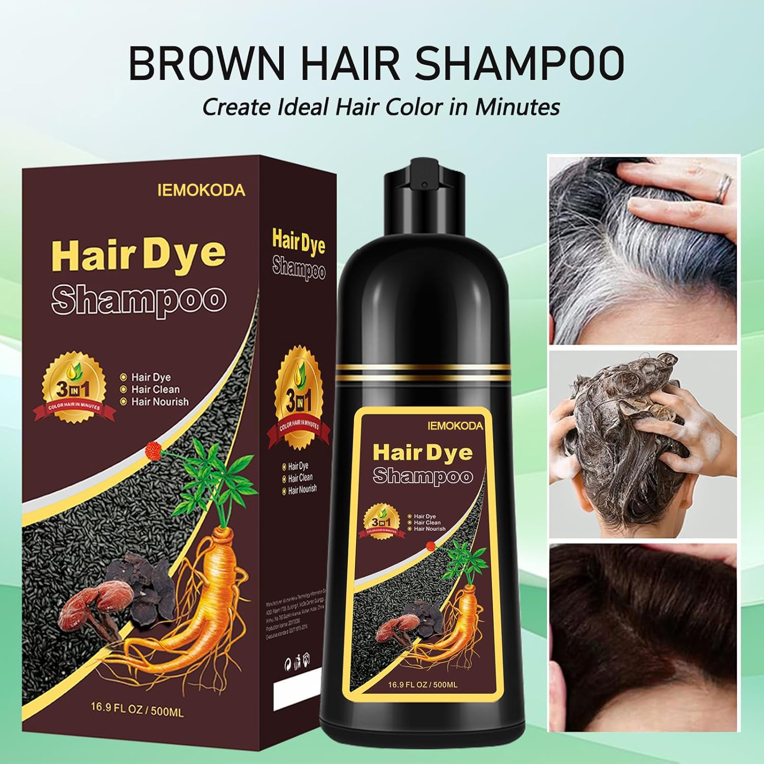 Fvquhvo chestnut brown dye shampoo application demonstrates quick color on dry hair.