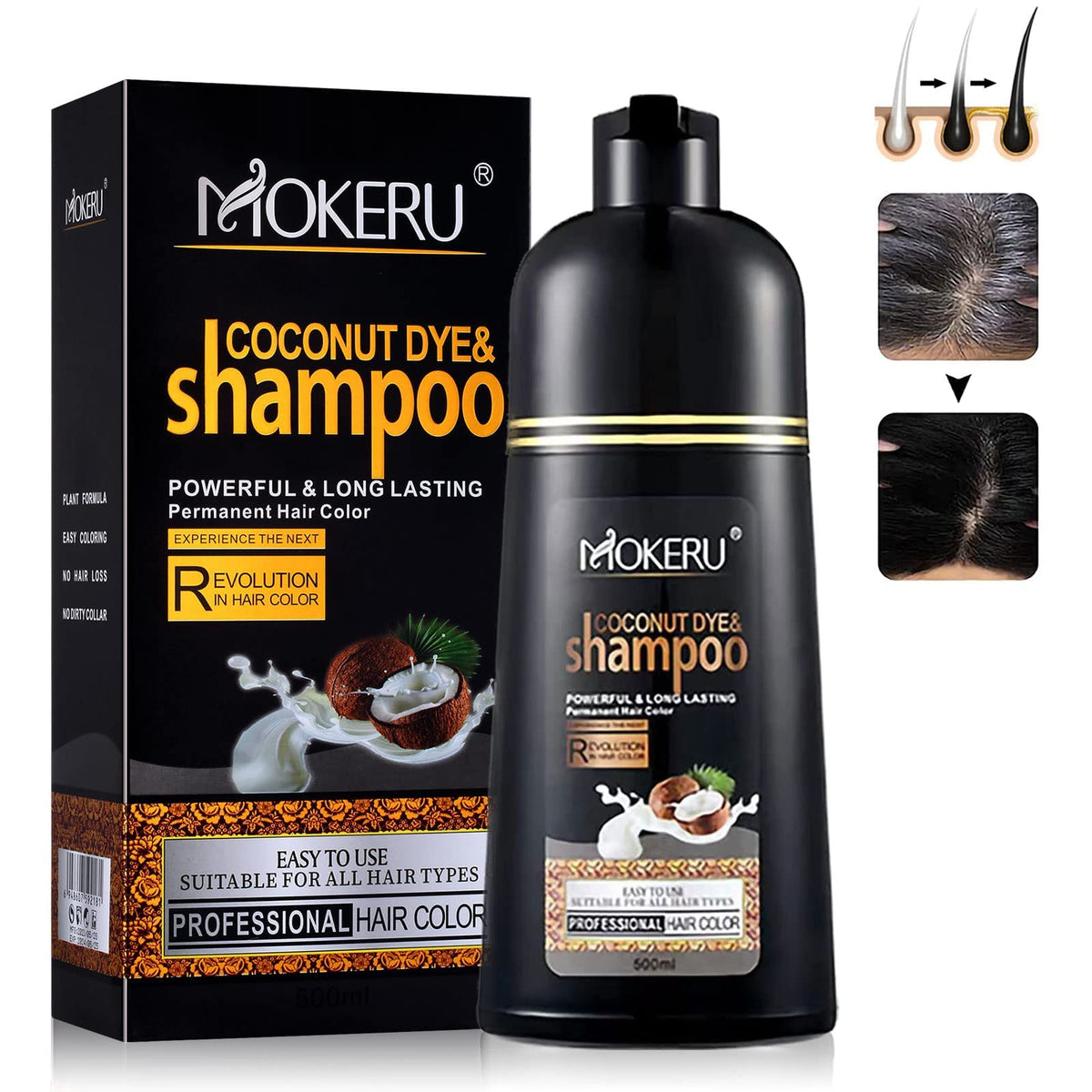 Fvquhvo instant black hair shampoo bottle for quick gray coverage.